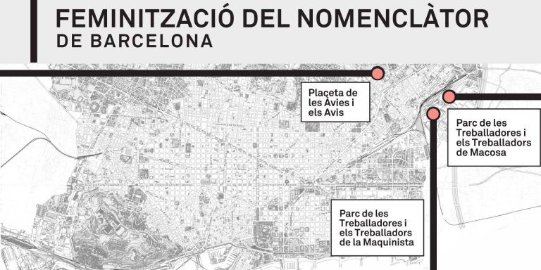Mapa de la feminización del nomenclátor de Barcelona / TWITTER