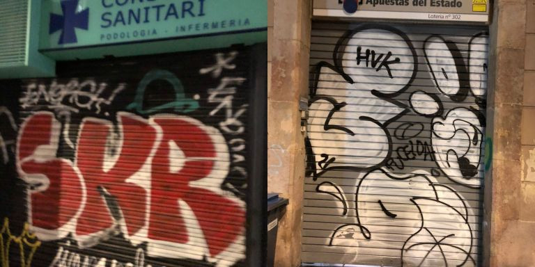 Grafitis en comercios de Sant Antoni, esta semana / CEDIDAS