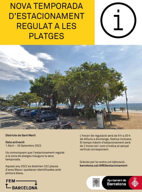 Aparcamientos de pago en las playas de Sant Martí / B:SM