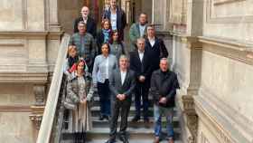 El primer teniente de alcalde, Jaume Collboni, con representantes de colectivos de transportistas / PSC