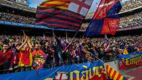 Grada de animación del FC Barcelona en el Camp Nou