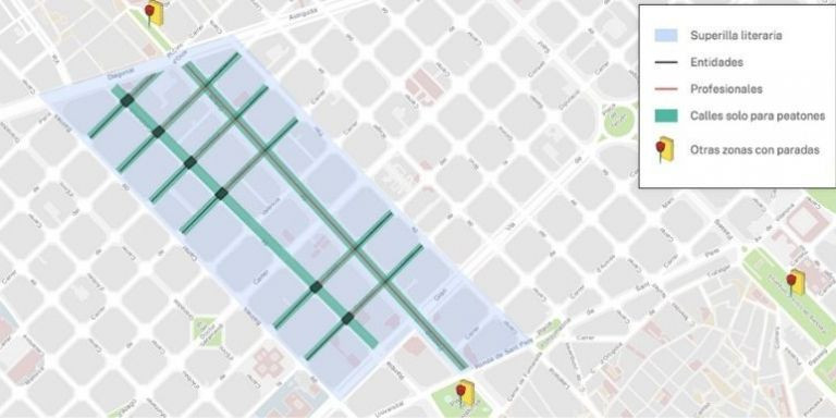 Mapa de la 'superilla literaria' de Sant Jordi con las calles cortadas / AJUNTAMENT DE BARCELONA