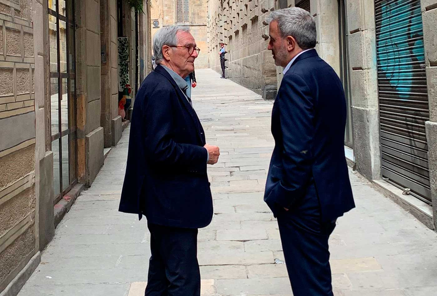 El exalcalde Xavier Trias, junto a Jaume Collboni, primer teniente de alcalde, en un encuentro en Ciutat Vella / TWITTER