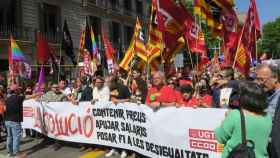 Cabecera de la manifestación por el Día de los Trabajadores en Barcelona / EUROPA PRESS