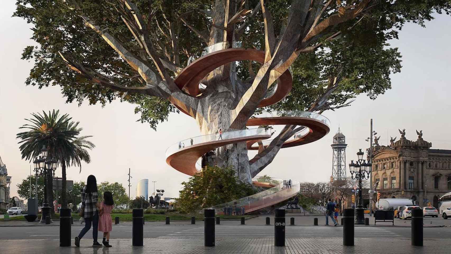 El árbol colonizador, la propuesta de unos arquitectos para tapar a Colón, / MODEL-FESTIVAL D'ARQUITECTURES