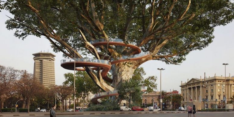 Otra vista del árbol colonizador, la propuesta para tapar a Colón, / MODEL-FESTIVAL D'ARQUITECTURES