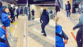 Capturas de pantalla del vídeo en el que el trapero Morad se fuma un porro en el metro / TIKTOK