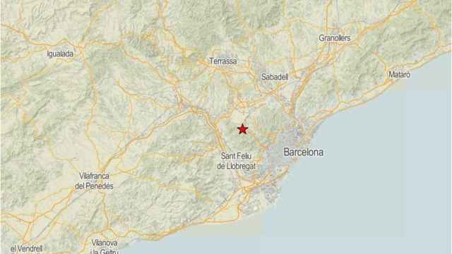 Zona epicentral del terremoto de magnitud 2,5 en el Baix Llobregat (Barcelona) / ICGC