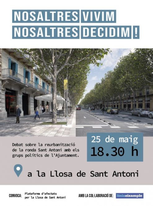 Cartel de debate de Sant Antoni que se ha suspendido / TWITTER PLATAFORMA D'AFECTATS PER LA LLOSA DE SANT ANTONI