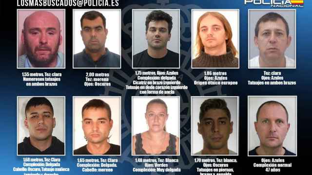 Los 10 fugitivos más buscados por la Policía / POLICÍA NACIONAL