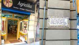 Fotomontaje de la herboristería Agricòlia y un letrero de la calle Comtal,una vía emblemática de Barcelona / CEDIDAS - ALBERTO MEJÍAS