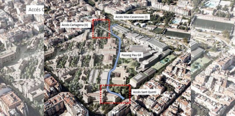 Mapa del nuevo vial para cruzar el recinto de Sant Pau / AJUNTAMENT