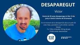 Cartel de desaparición de Víctor, el hombre desaparecido en Santa Coloma que podría estar desorientado / MOSSOS D'ESQUADRA