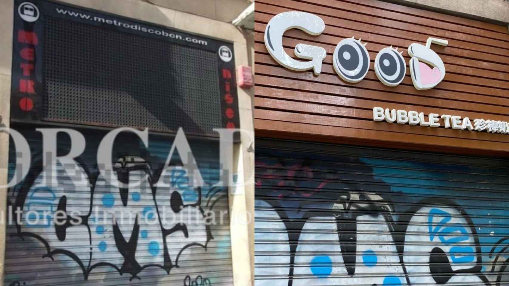 Fotomontaje de la fachada de la antigua discoteca Metro (I) junto al nuevo negocio de Bubble Tea (D) / METRÓPOLI