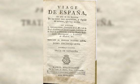 Portada de la primera edición del tomo XIV del Viage de España de Antonio Ponz, publicado en 1788
