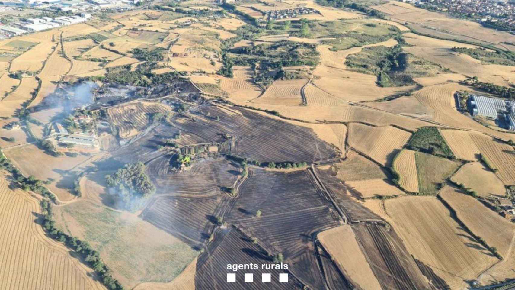 Tierra quemada tras el incendio en Montcada i Reixach / BOMBERS