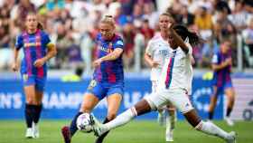 Un momento de la final de la Champions femenina de 2022 entre el Barça y el Olympique de Lyon / FC BARCELONA