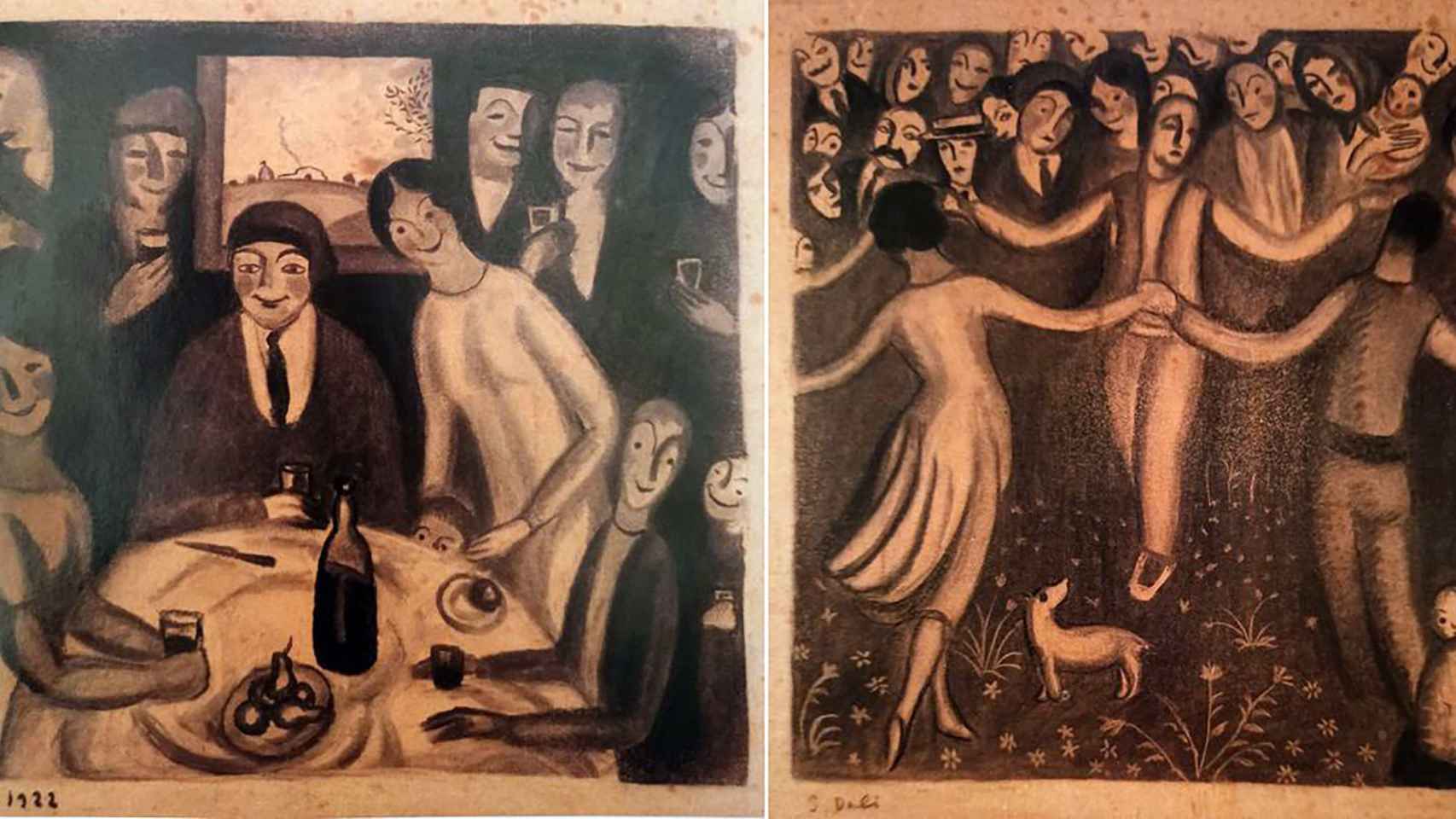 Las obras 'Vi ranci' y 'Les sardanes de festa major' de Salvador Dalí / MOSSOS D'ESQUADRA