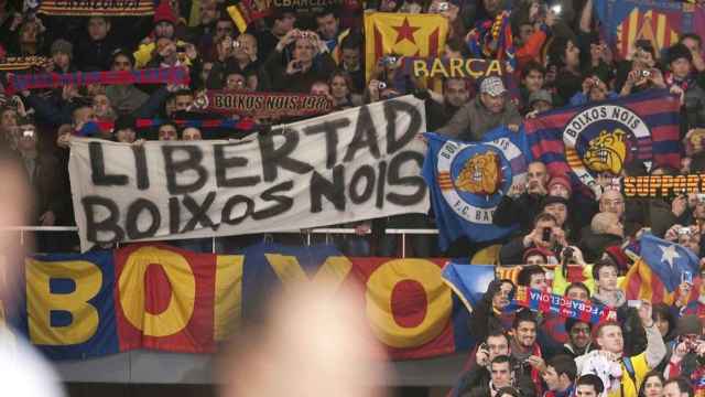 Boixos Nois en la grada del Barça en un partido de Liga de campeones