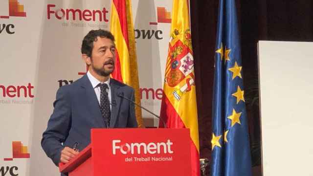 El presidente del Puerto de Barcelona, Damià Calvet, en la sede de Foment del Treball / MA