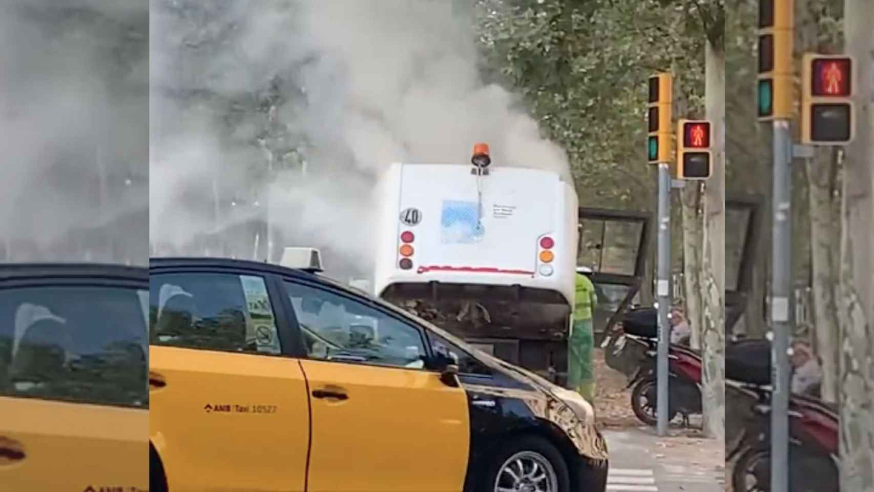 Un camión de la basura arde en el centro de Barcelona / TWITTER