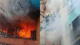 Imágenes del incendio en Sant Adrià este domingo / BOMBERS