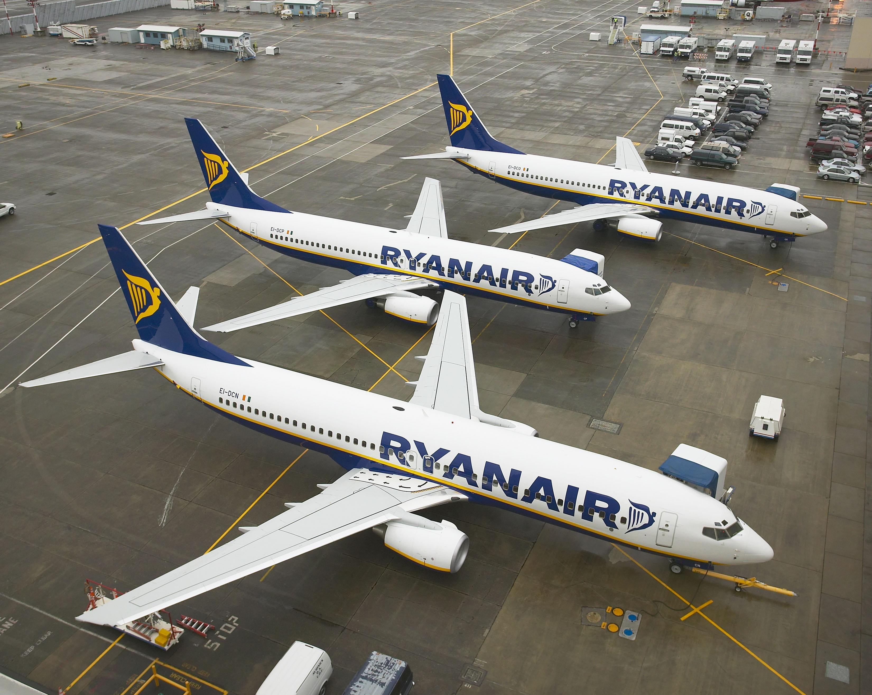 Aviones de la compañía irlandesa Ryanair en una base europea