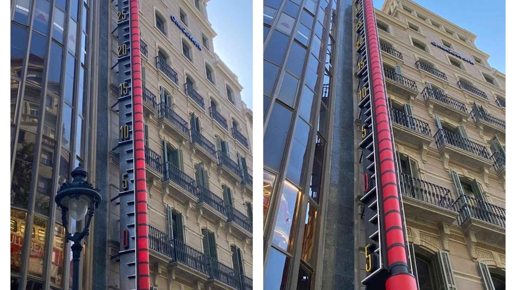El termómetro de Cottet de Barcelona, en funcionamiento tres años después / CEDIDA