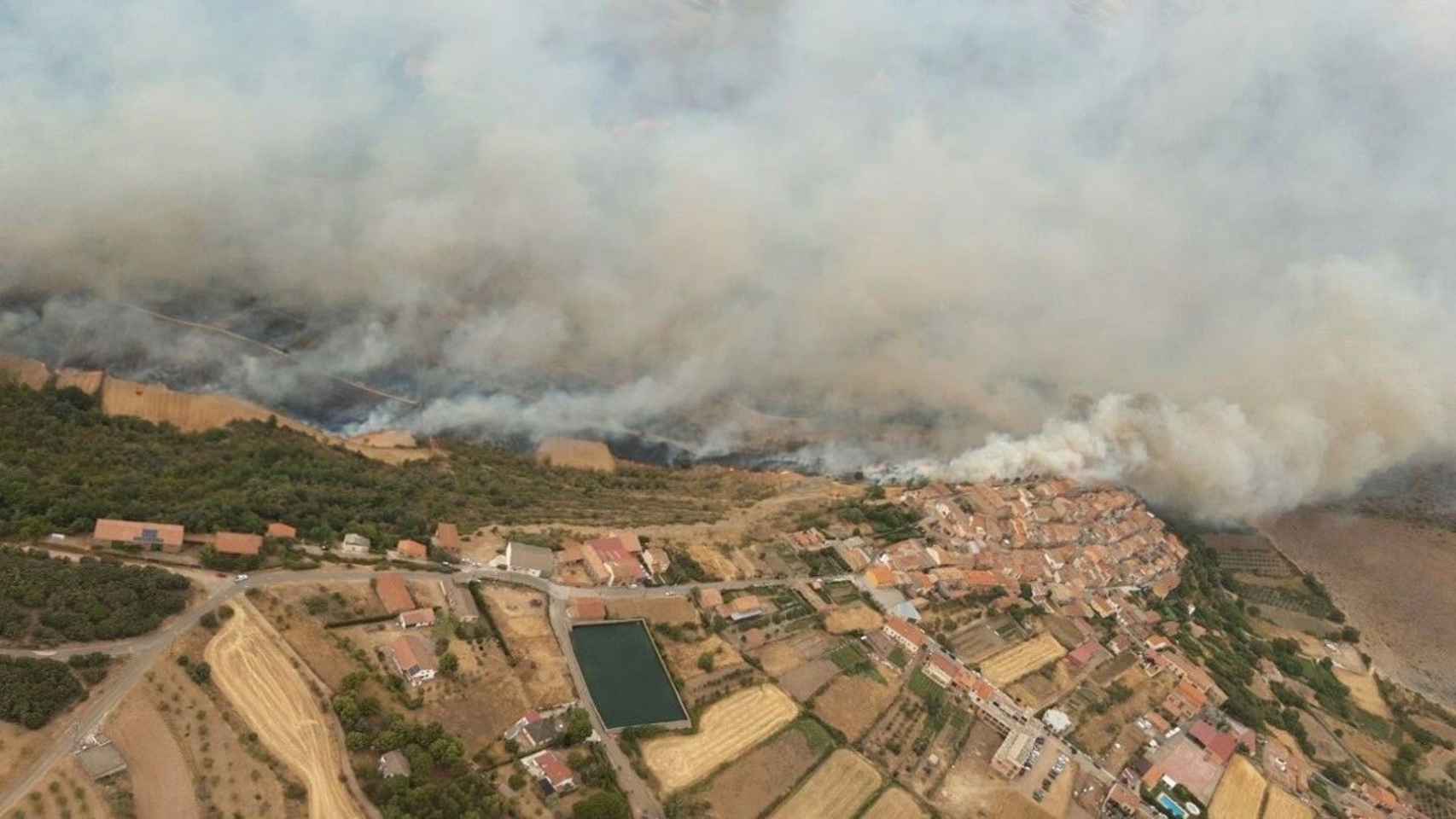 Vista aérea del incendio de Moncayo / GOBIERNO DE ARAGÓN