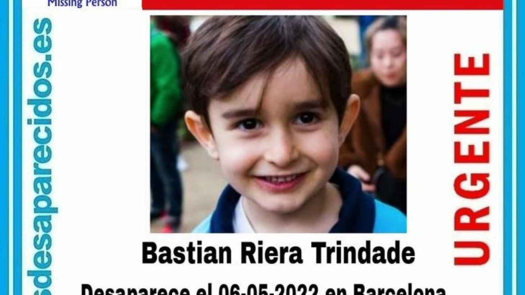 Bastian Riera, el niño de 5 años desaparecido en Barcelona / SOS DESAPARECIDOS