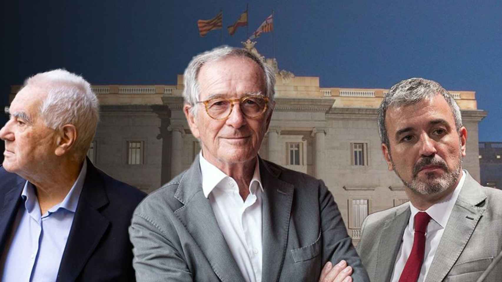 Ernest Maragall (i), Xavier Trias (c) y Jaume Collboní (d) / FOTOMONTAJE (MA)