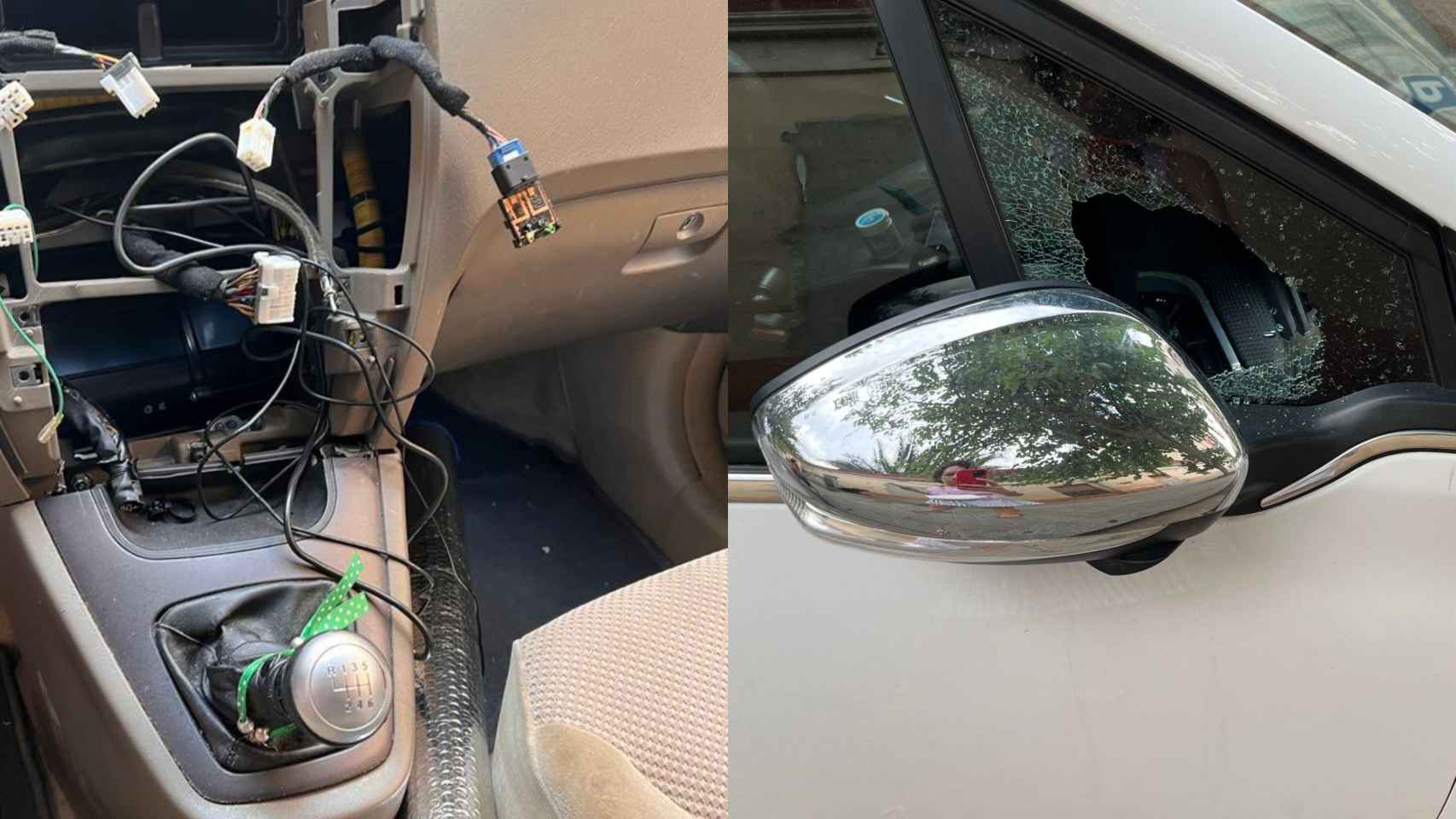 Dos coches en los que han robado en la zona de Sants-Badal / TWITTER VALENTS
