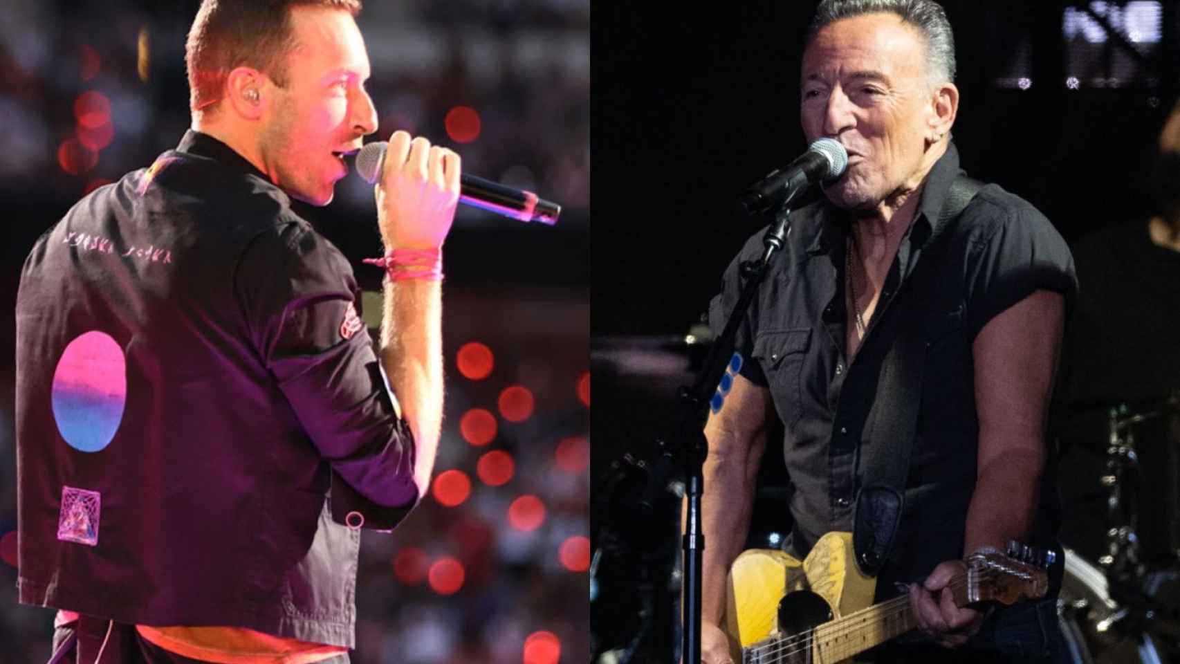 Chris Martin y Bruce Springsteen en dos de sus conciertos