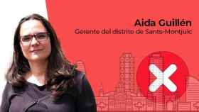 Fotomontaje donde aparece Aida Guillén, gerente del distrito de Sants-Montjuïc
