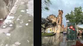 Dos imágenes de Sant Andreu: la calle de Flaqui, sucia, y la plaza de Orfila, limpia / FOTOMONTAJE -TWITTER ARI CLAYTON