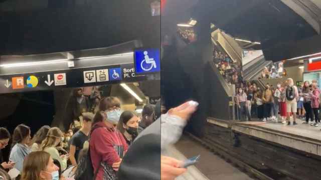 Caos en la estación de metro de Sant Andreu por las obras de Rodalies / TWITTER - @ainhoavent