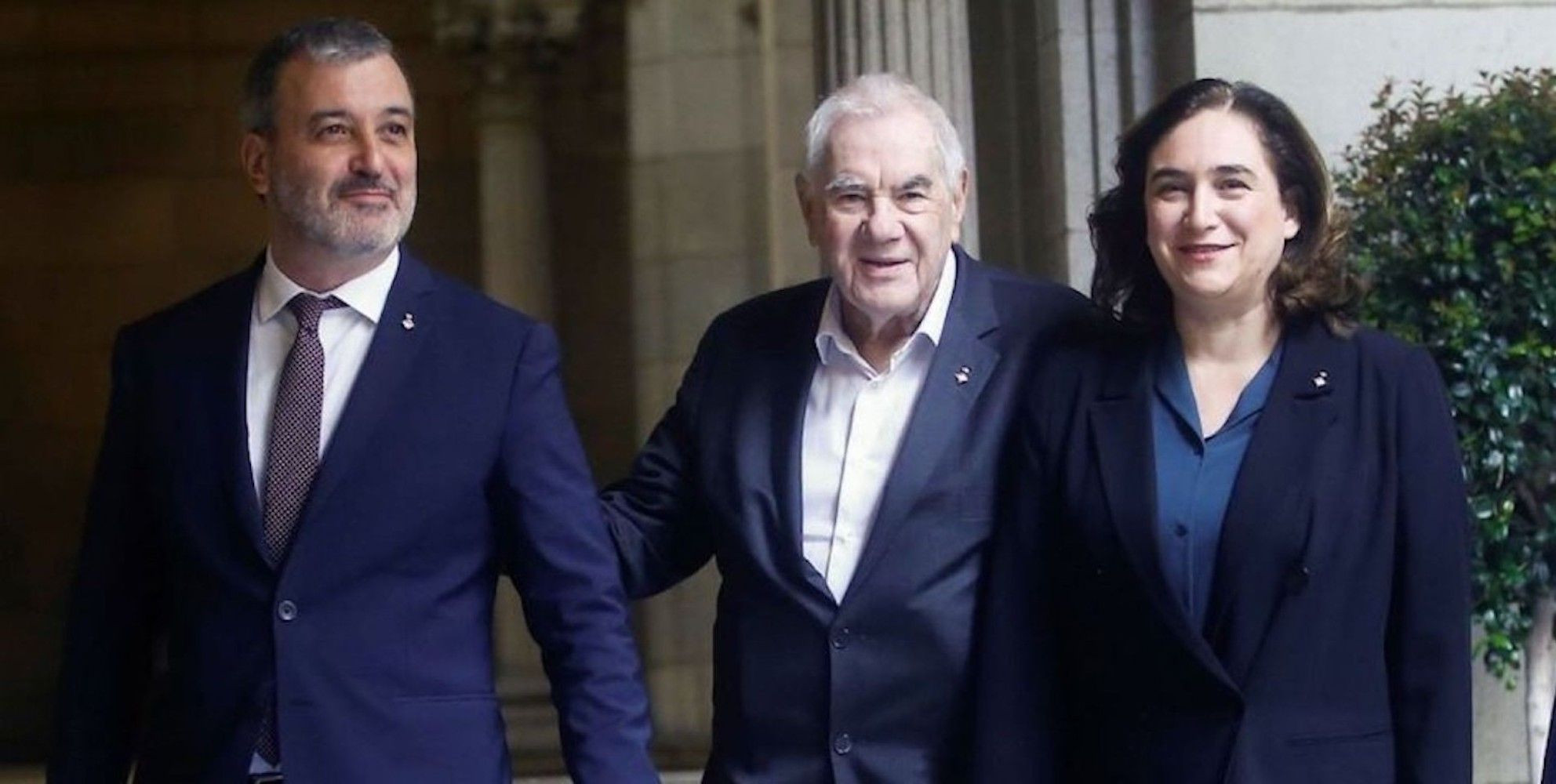 Jaume Collboi (PSC), Ernest Maragall (ERC) y Ada Colau (Barcelona en Comú) en 2020 / EFE - QUIQUE GARCÍA