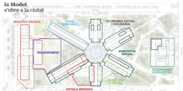 Plano de los equipamientos que se construirán en La Modelo / AYUNTAMIENTO DE BARCELONA