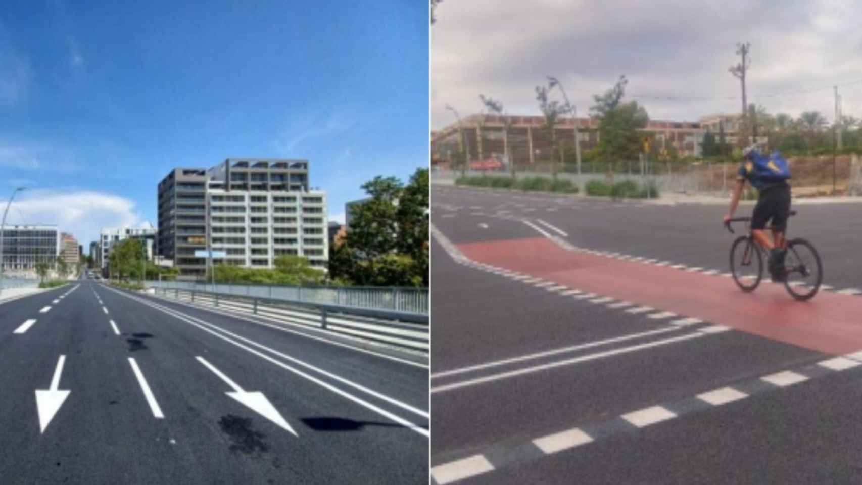 Dos imágenes de la reforma de la calle de Tànger y Pamplona / AYUNTAMIENTO DE BARCELONA