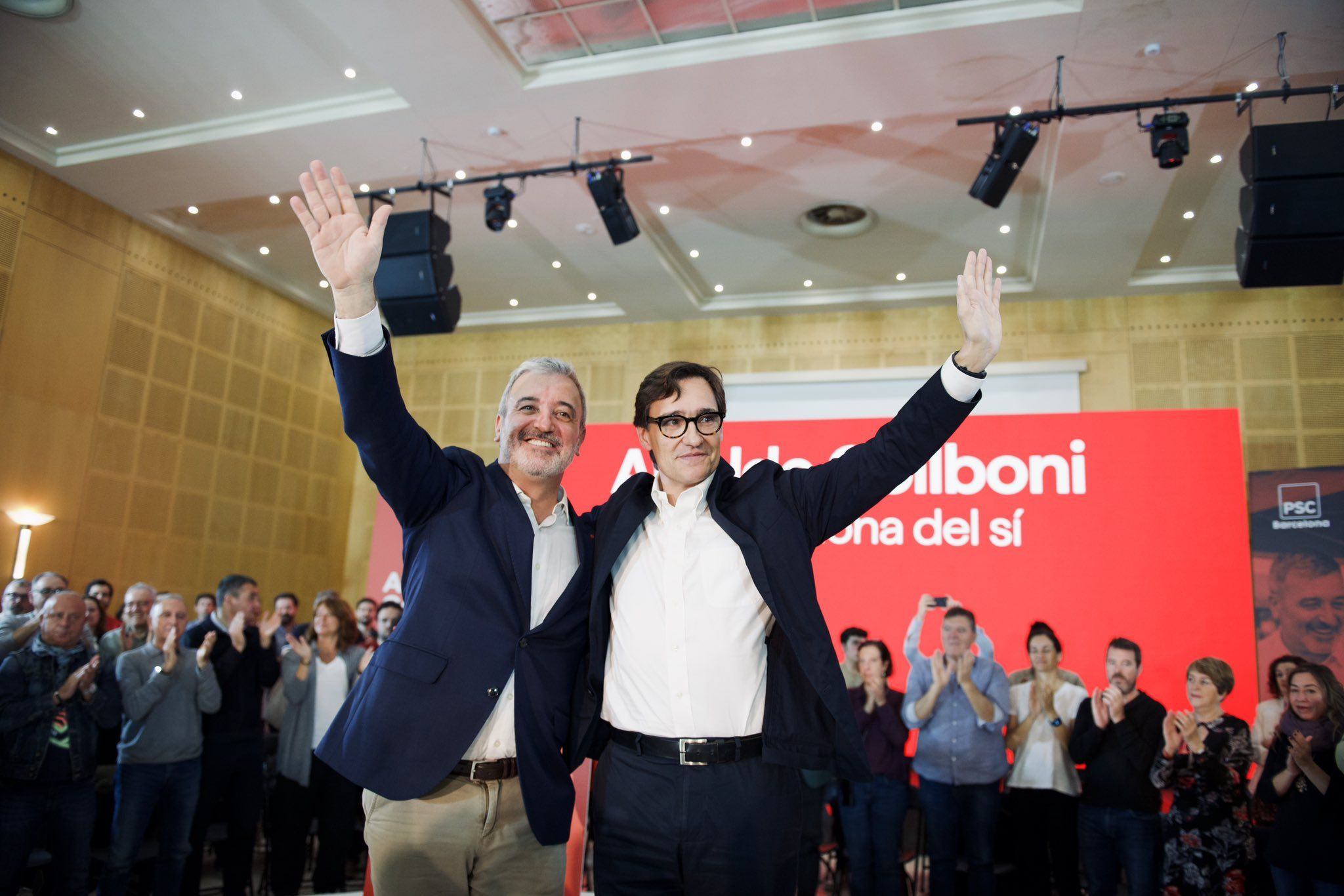 Salvador Illa y Jaume Collboni durante el acto de proclamación de la candidatura del alcaldable / PSC