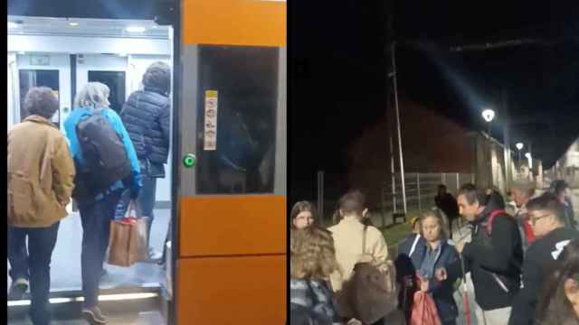 Pasajeros que se amotinaron en un tren de Barcelona a Puigcerdà / TWITTER (@KIIMET)