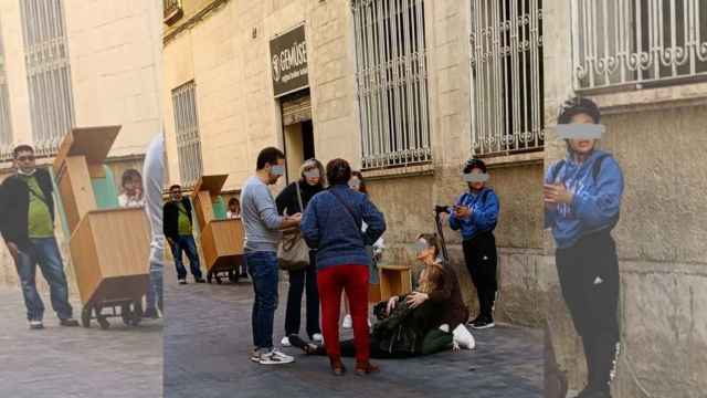 La mujer en el suelo tras ser atropellada por un patinete / STOP COLAU