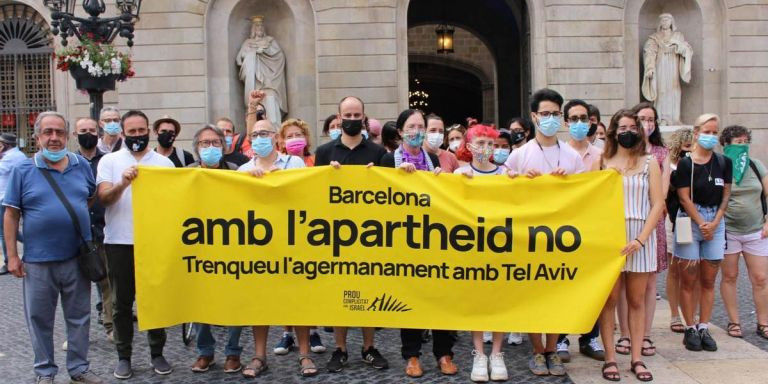Manifestación contra el hermanamiento de Barcelona con Tel Aviv / LAFEDE