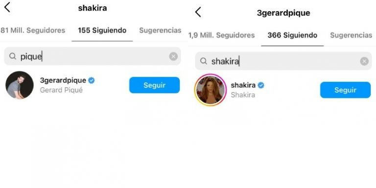 Shakira y Piqué se siguen mutuamente en Instagram / INSTAGRAM