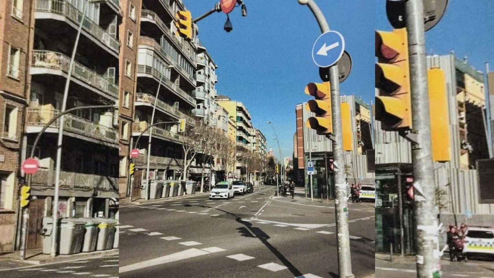 El semáforo donde un hombre se cayó al intentar romper una cámara de tráfico en L'Hospitalet / AJUNTAMENT L'HOSPITALET