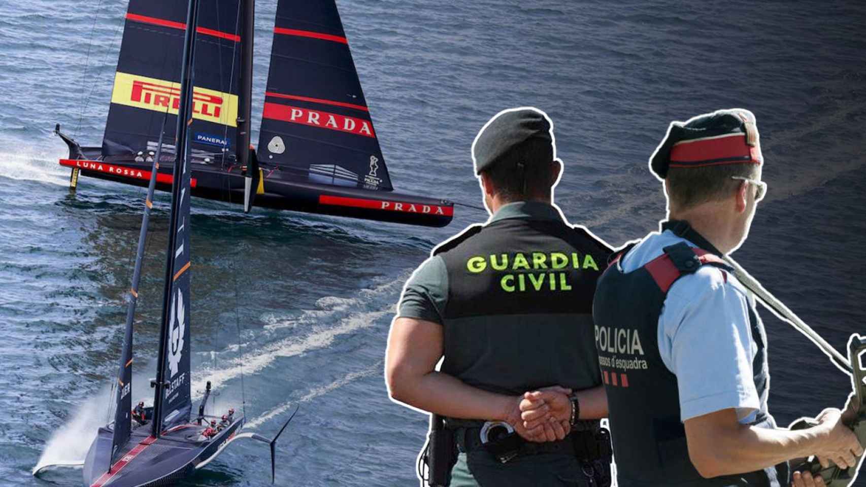 Fotomontaje de la Guardia Civil y los Mossos d'Esquadra en la Copa América de Vela / METRÓPOLI