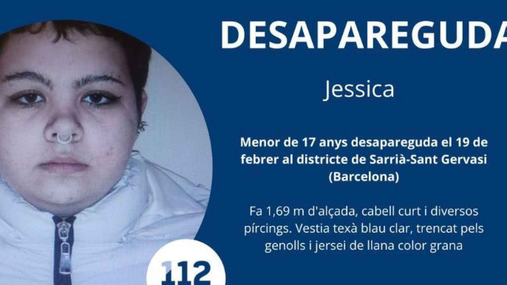 Difusión de los Mossos d'Esquadra para localizar a Jessica / MOSSOS D'ESQUADRA