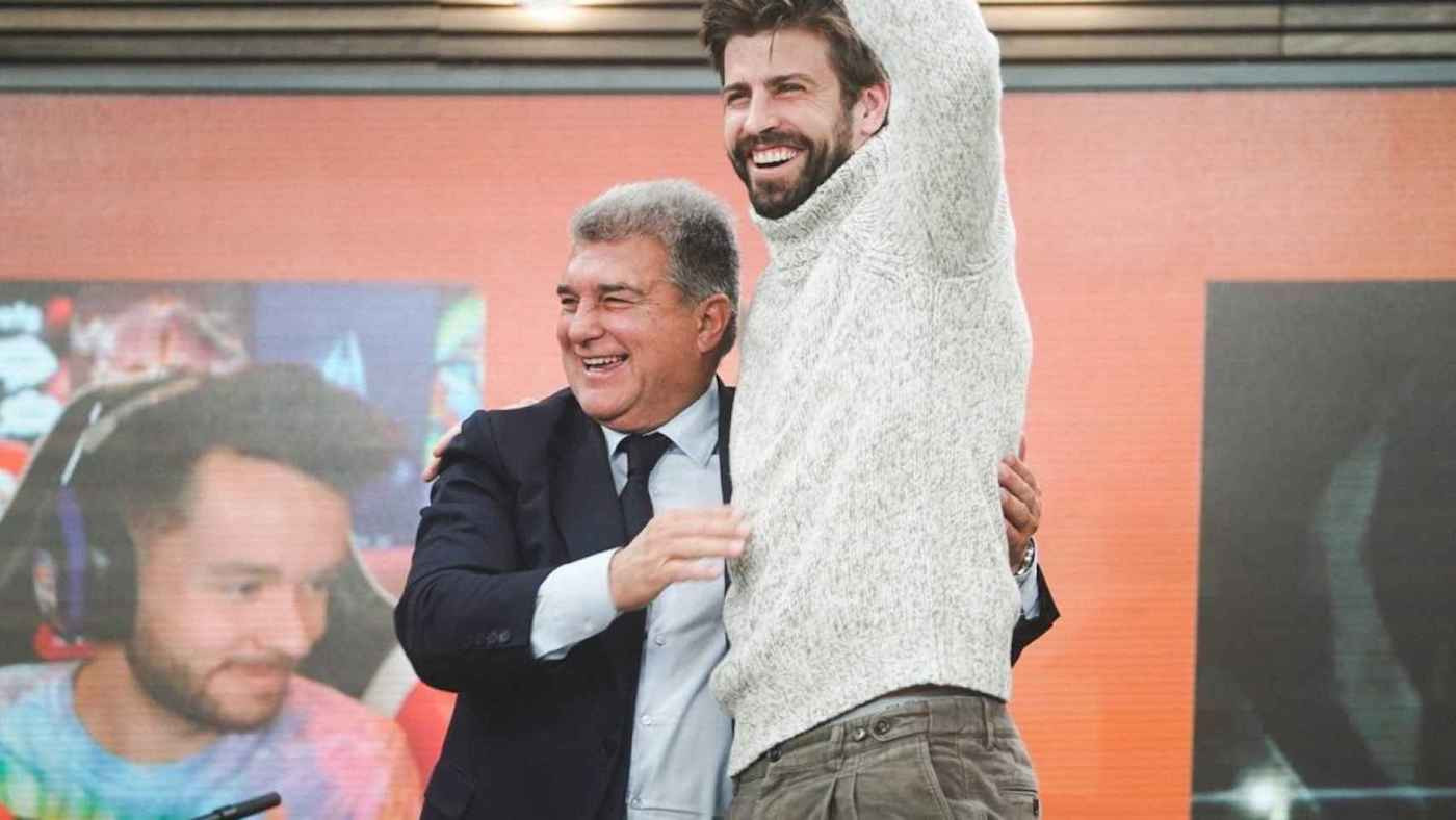 Gerard Piqué y Joan Laporta en el anuncio del Camp Nou / KINGS LEAGUE