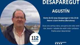 Imagen de Agustín, un vecino de Barcelona desaparecido el 24 de febrero en Sant Andreu / TWITTER @MOSSOS