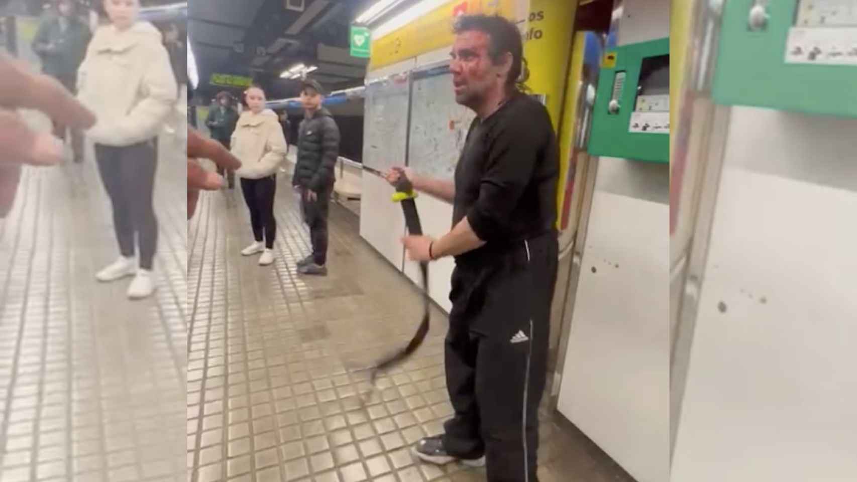El hombre ensangrentado tras una pelea en el metro de Barcelona / METRÓPOLI